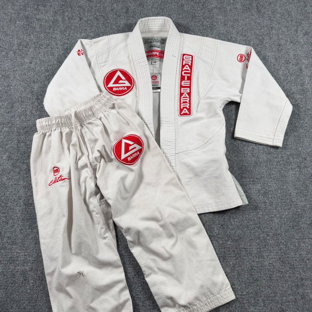 Gracie Barra BJJ Gi Youth Y4 White Equipe GB Edition Brazilian Jiu Jitsu Uniform